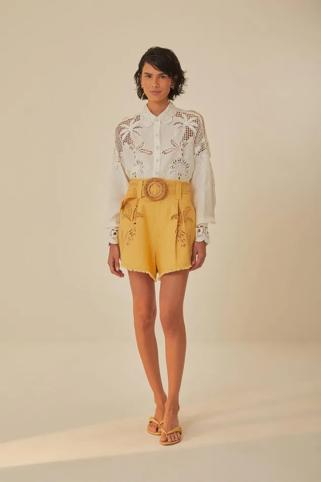 Women Banana Tree Euroflax Premium Linen Belted Shorts Banana Tree FARM Rio Shorts
