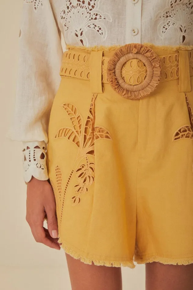 Women Banana Tree Euroflax Premium Linen Belted Shorts Banana Tree FARM Rio Shorts