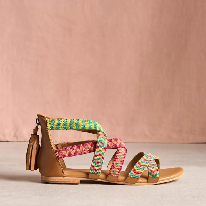 Women Beaded Paradise Sandals Black White Sundance Catalog Sandals