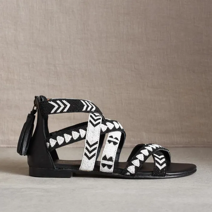 Women Beaded Paradise Sandals Black White Sundance Catalog Sandals Women Beaded Paradise Sandals Black White Sundance Catalog Sandals