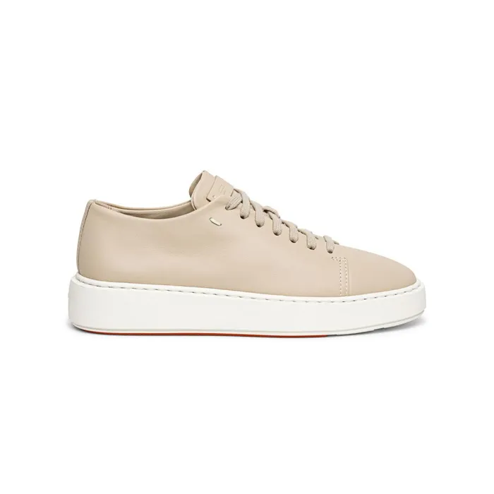Women Beige Leather Sneaker Santoni Sneakers