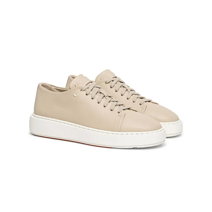 Women Beige Leather Sneaker Santoni Sneakers