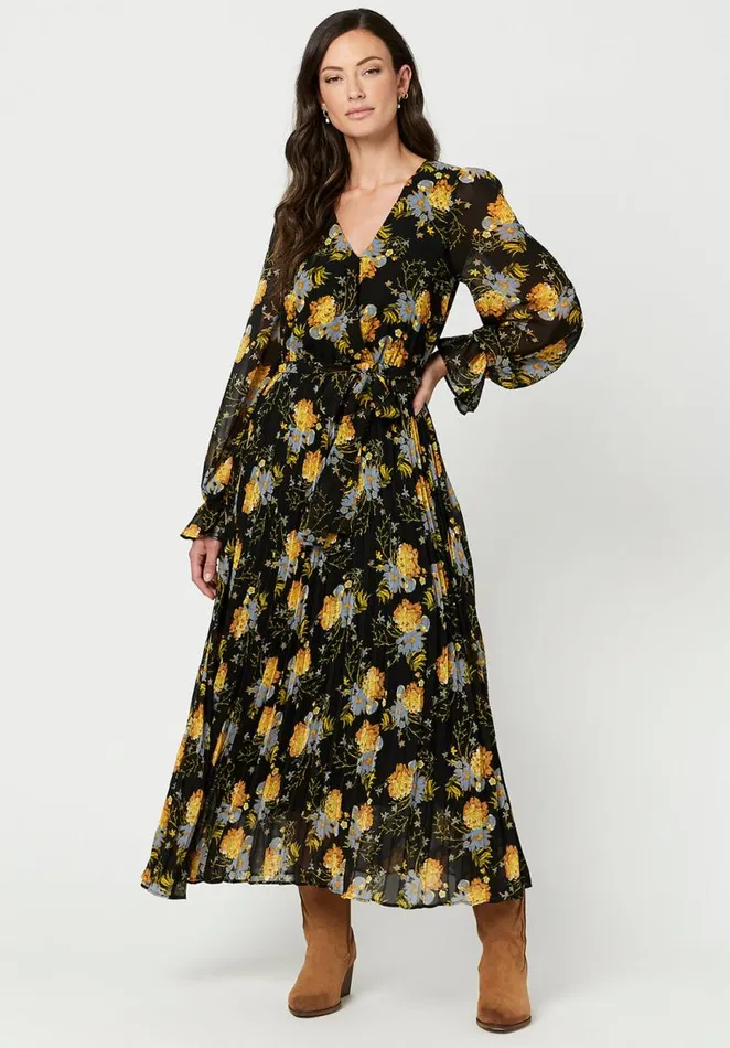 Women Bell Sleeve Angelique Dress Golden Floral Buffalo David Bitton Dresses and Jumpsuits Women Bell Sleeve Angelique Dress Golden Floral Buffalo David Bitton Dresses and Jumpsuits