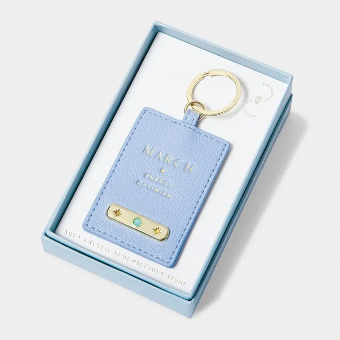 Women Birthstone Collection Katie Loxton March Birthstone Keyring In Aqua Blue