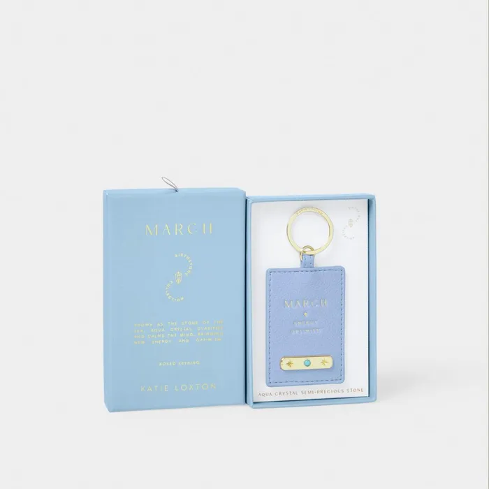 Women Birthstone Collection Katie Loxton March Birthstone Keyring In Aqua Blue