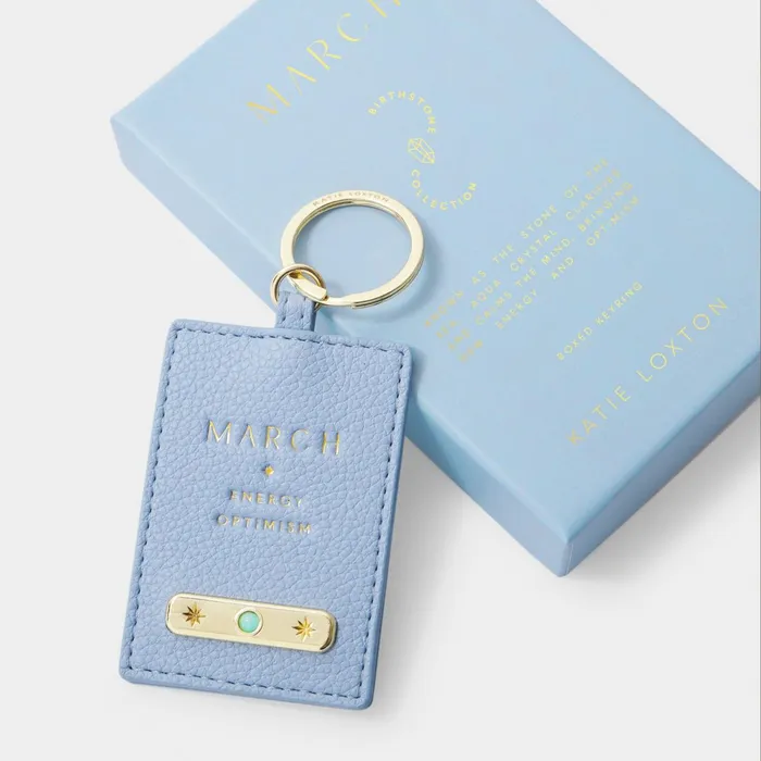 Women Birthstone Collection Katie Loxton March Birthstone Keyring In Aqua Blue