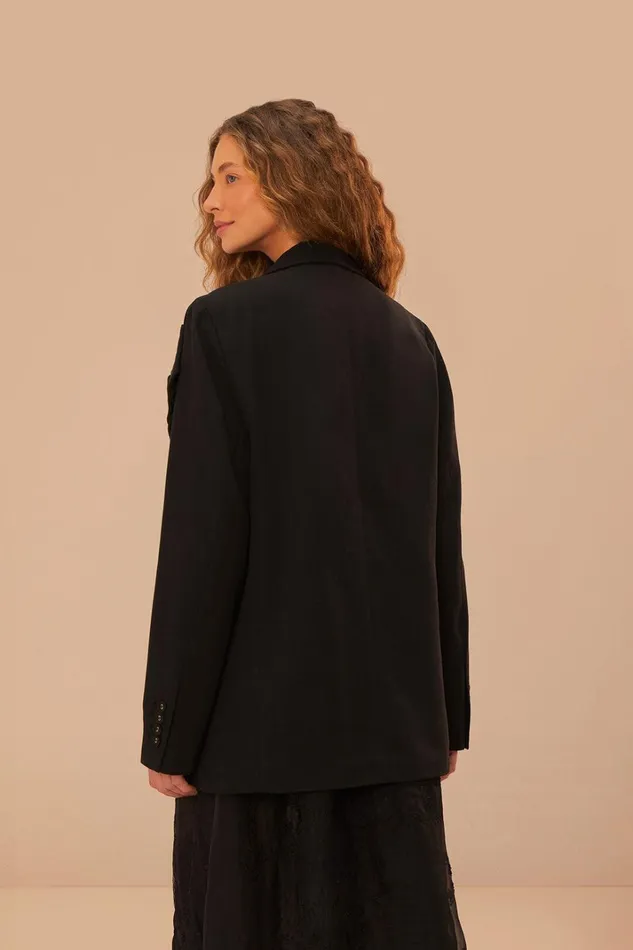 Women Black Flowered Blazer Black FARM Rio Blazers