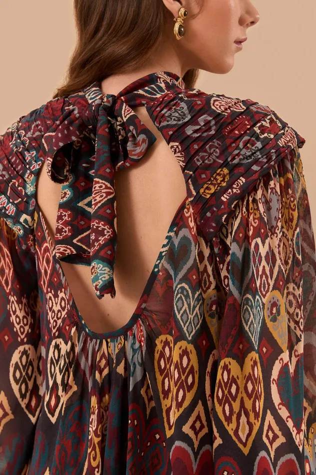 Women Black Hearts Ikat Blouse Hearts Ikat Black FARM Rio Blouses