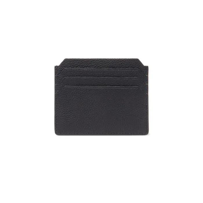 Women Black Tumbled Leather Credit Card Holder Santoni Small Leather Goods