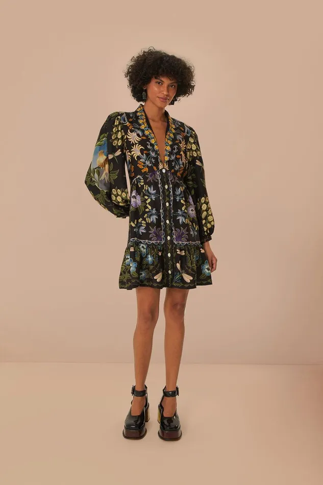 Women Black Winter Garden Mini Dress Long Sleeves Winter Garden Black FARM Rio Mini Dresses Women Black Winter Garden Mini Dress Long Sleeves Winter Garden Black FARM Rio Mini Dresses