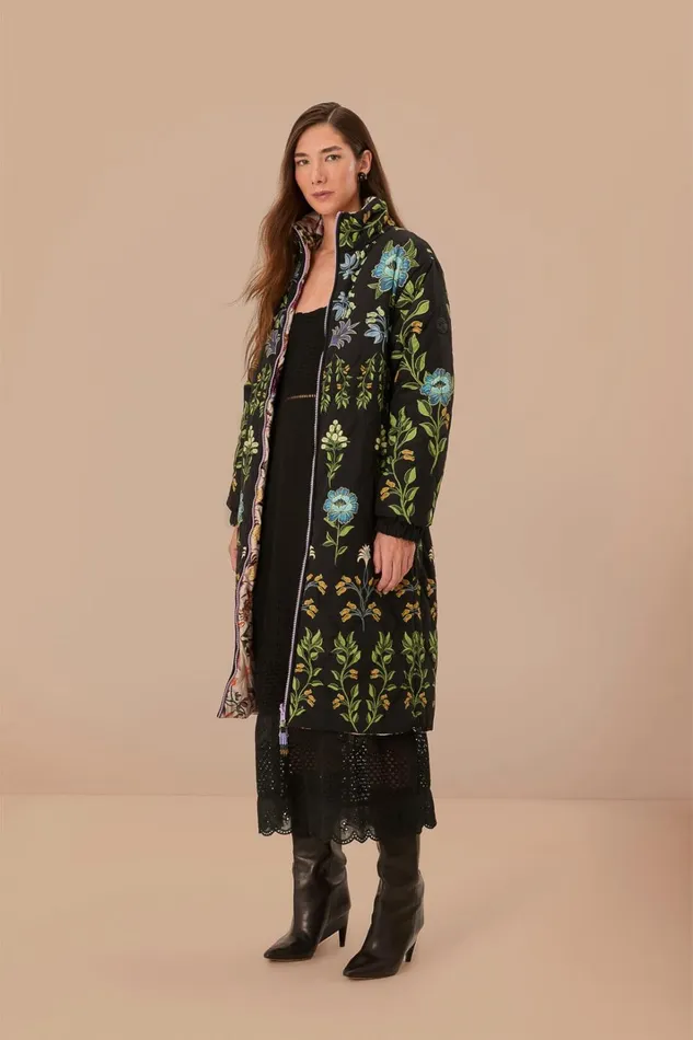 Women Black Winter Garden Reversible Maxi Puffer Jacket Winter Garden Mix FARM Rio Puffer Jackets