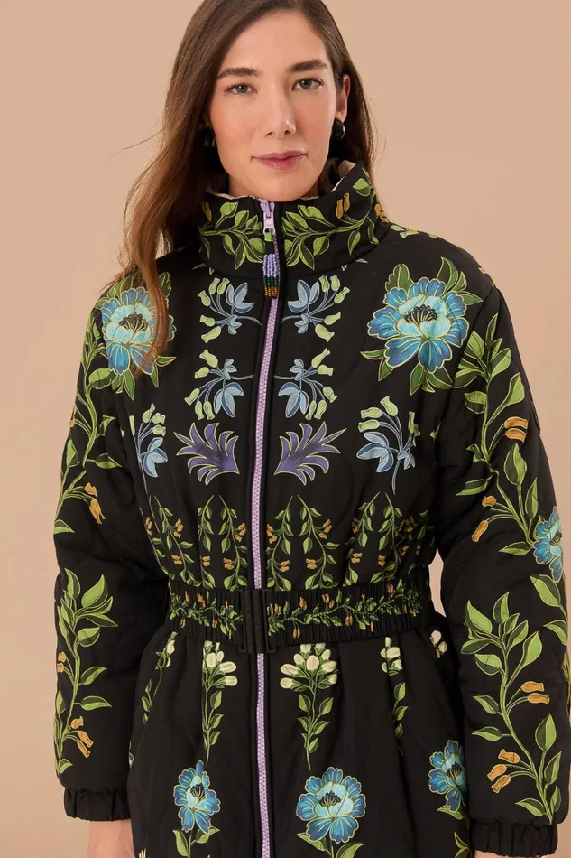 Women Black Winter Garden Reversible Maxi Puffer Jacket Winter Garden Mix FARM Rio Puffer Jackets