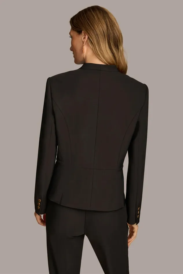 Women Blazers Donna Karan COLLARLESS WRAP BLAZER Black