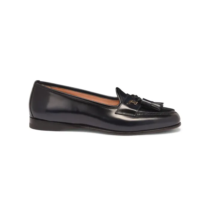 Women Blue Leather Andrea Tassel Loafer Santoni Loafers