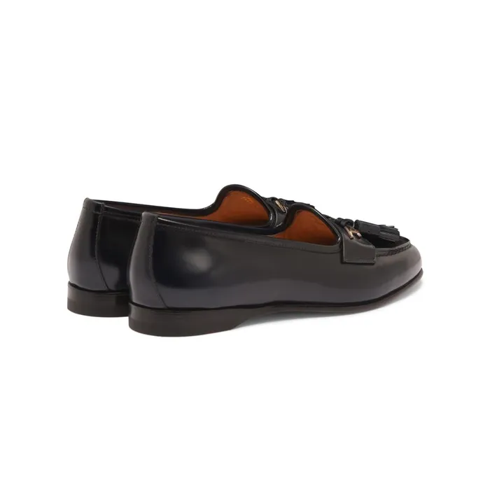 Women Blue Leather Andrea Tassel Loafer Santoni Loafers