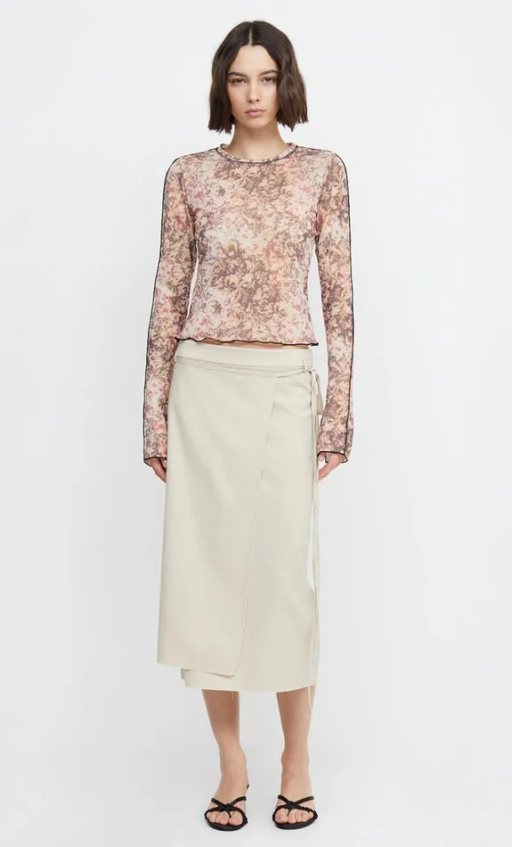 Women Bottoms Bec Bridge EMMY WRAP MIDI SKIRT Bone