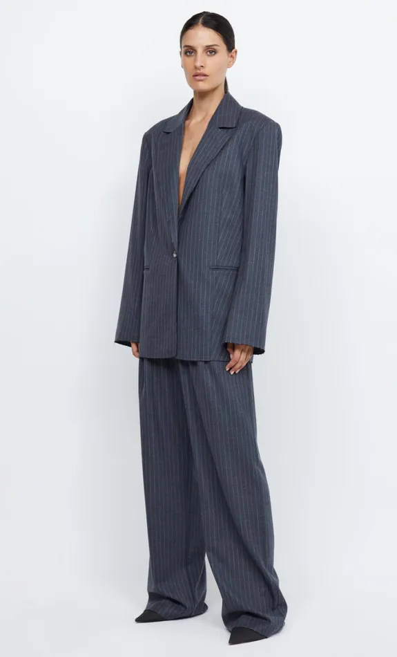 Women Bottoms Bec Bridge PINE WIDE LEG PANT Charcoal Pinstripe