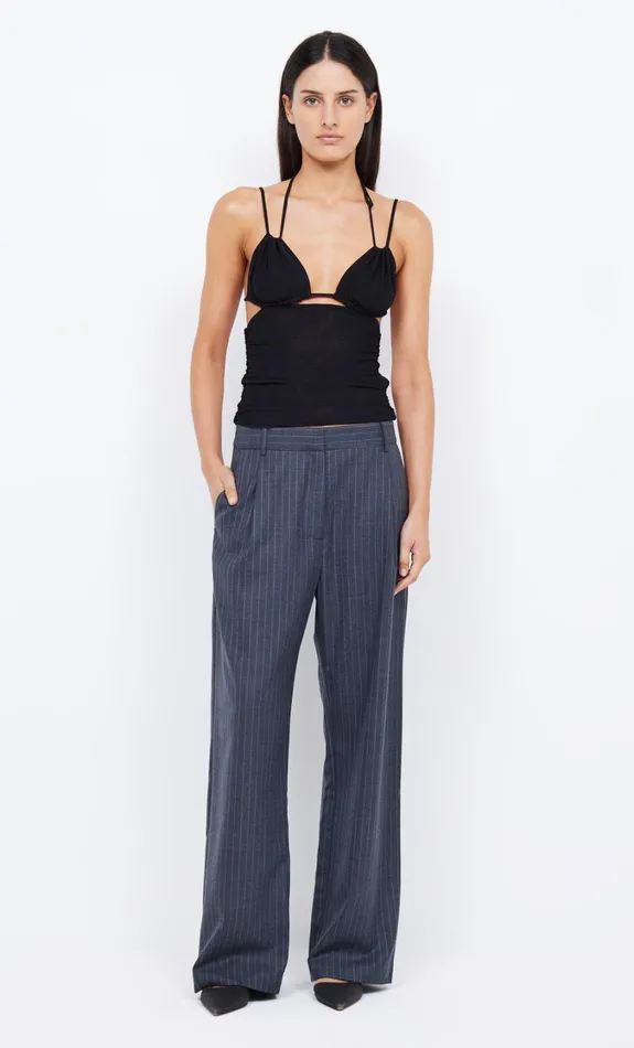 Women Bottoms Bec Bridge PINE WIDE LEG PANT Charcoal Pinstripe