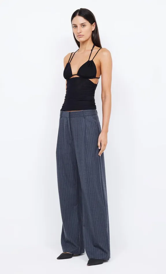 Women Bottoms Bec Bridge PINE WIDE LEG PANT Charcoal Pinstripe