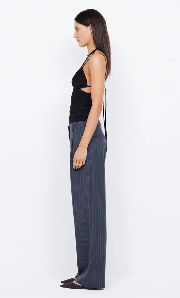 Women Bottoms Bec Bridge PINE WIDE LEG PANT Charcoal Pinstripe