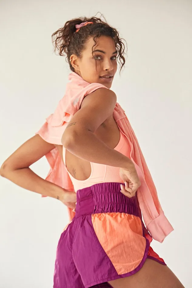 Women Bottoms Free People The Way Home Colorblock Shorts Vivacious Violet Combo