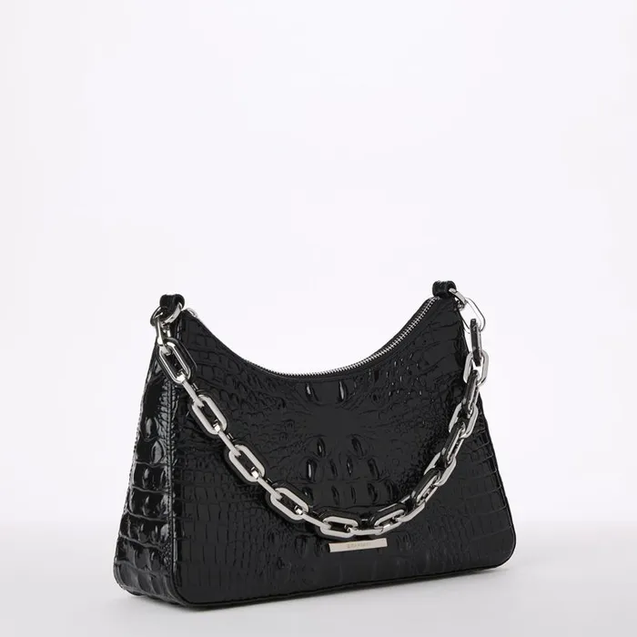 Women Brahmin Shoulder Bags Mod Esme Black Melbourne Silver Hardware