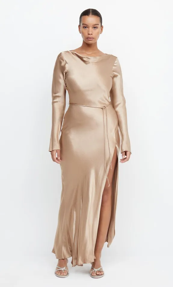Women Bridesmaids Bec Bridge MOON DANCE LONG SLEEVE MAXI DRESS Golden