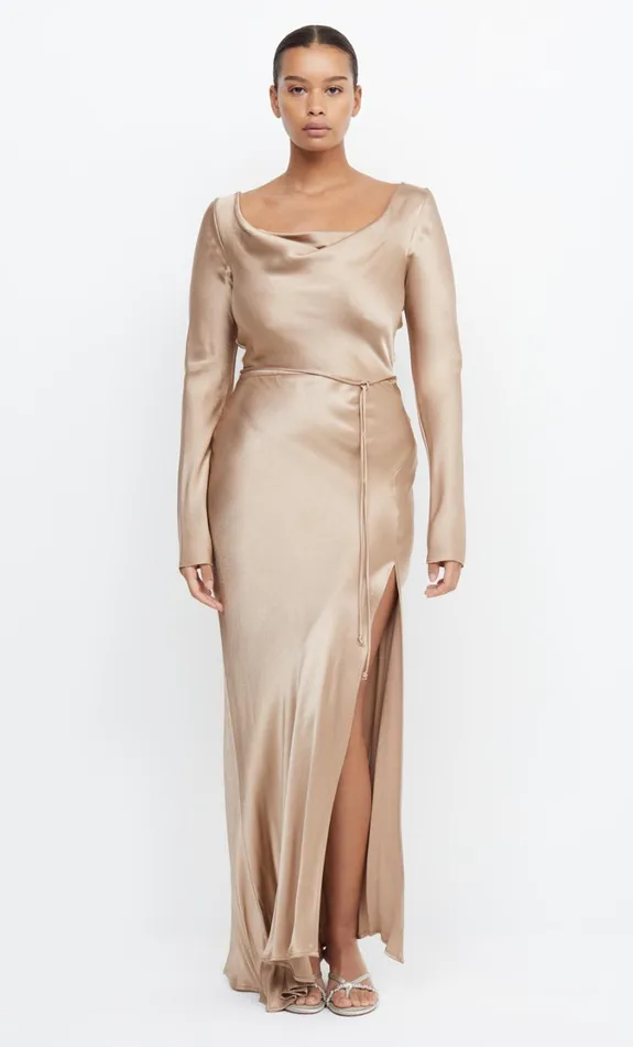 Women Bridesmaids Bec Bridge MOON DANCE LONG SLEEVE MAXI DRESS Golden