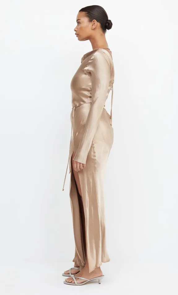Women Bridesmaids Bec Bridge MOON DANCE LONG SLEEVE MAXI DRESS Golden