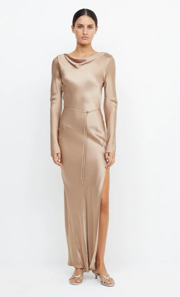 Women Bridesmaids Bec Bridge MOON DANCE LONG SLEEVE MAXI DRESS Golden