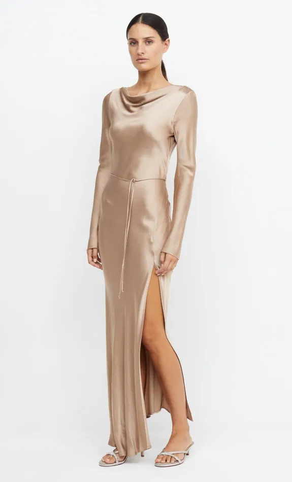 Women Bridesmaids Bec Bridge MOON DANCE LONG SLEEVE MAXI DRESS Golden