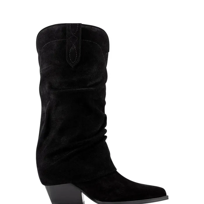 Women Calysta Block Heel Pointy Toe Boot Black Marc Fisher Casual Boots