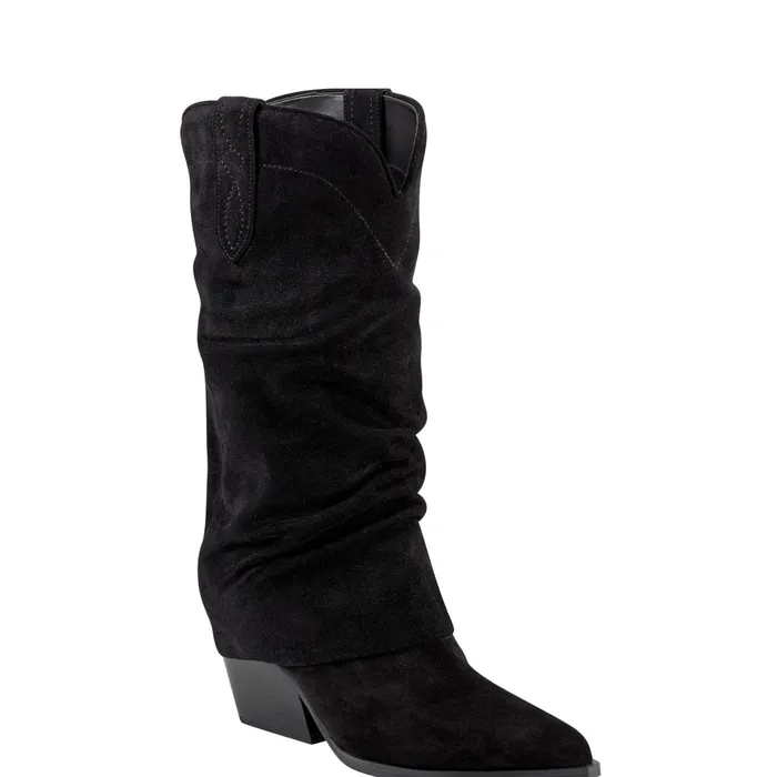 Women Calysta Block Heel Pointy Toe Boot Black Marc Fisher Casual Boots