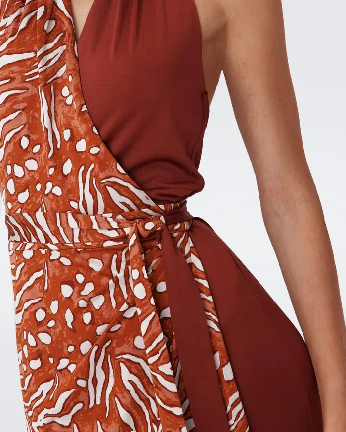 Women Chase Dress Huge Water Tygress Caramel And Chestnut DVF Dresses