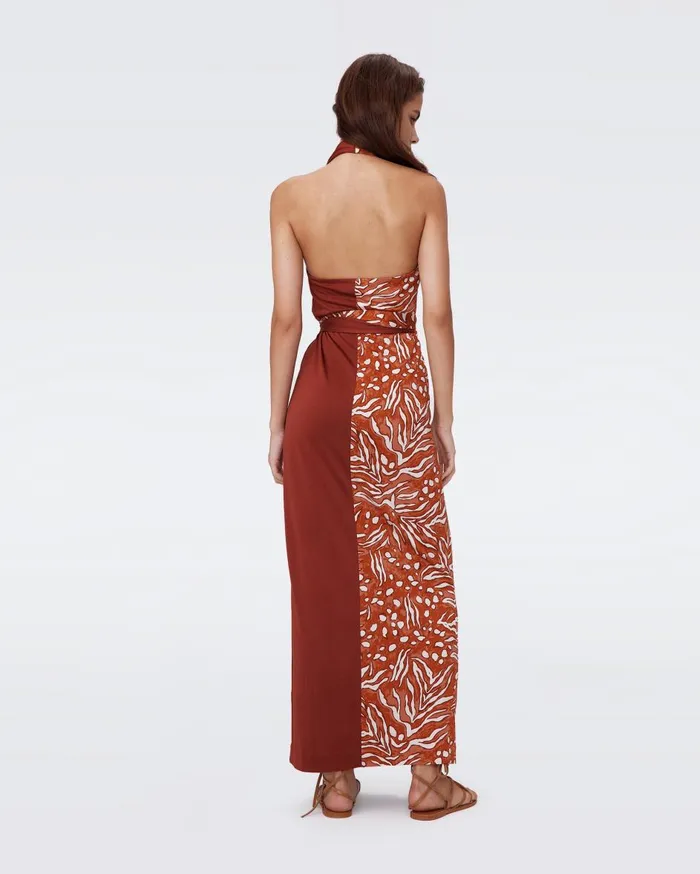 Women Chase Dress Huge Water Tygress Caramel And Chestnut DVF Dresses