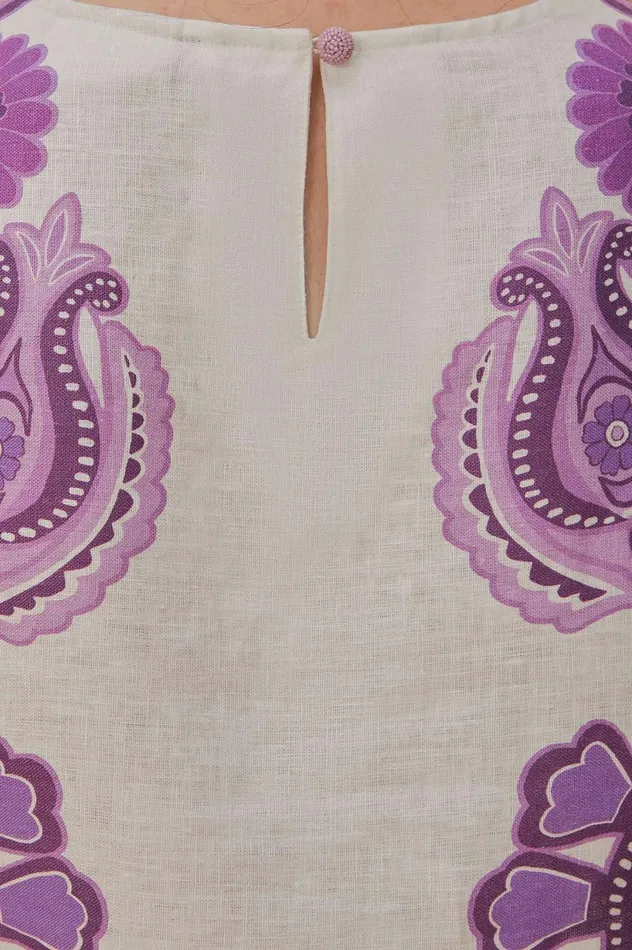 Women Color Festival Cream Euroflax Crop Blouse Color Festival Cream FARM Rio Blouses