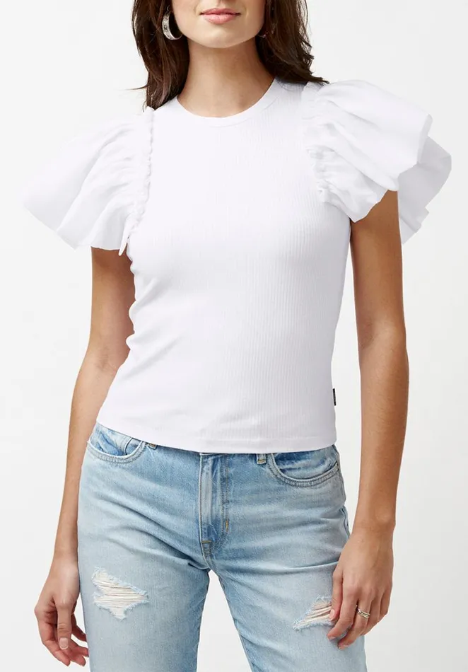Women Constance Mixed Media Black Top Black Buffalo David Bitton Tops and Tees Women Constance Mixed Media Black Top Black Buffalo David Bitton Tops and Tees
