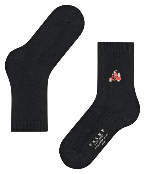 Women Cosy Wool XMas Santa Women Socks Black FALKE Socks