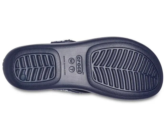 Women Crocs Monterey Beaded Wedge Flip Navy Crocs Sandals