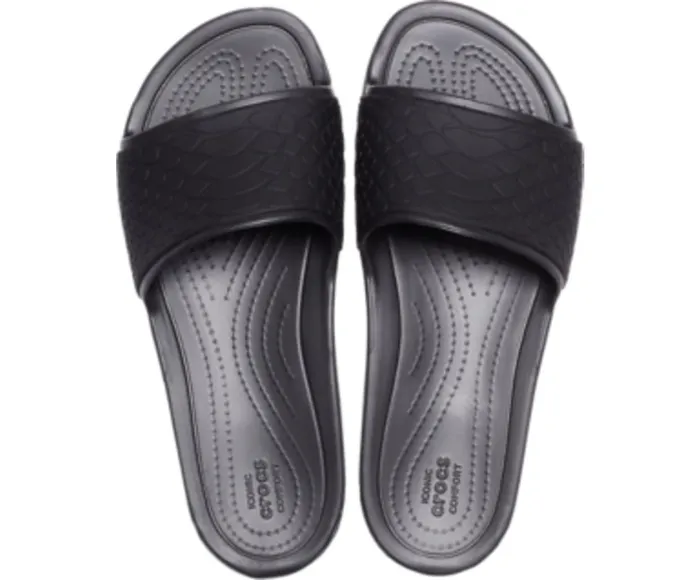 Women Crocs Sloane Snake Low Slide Black Crocs Sandals