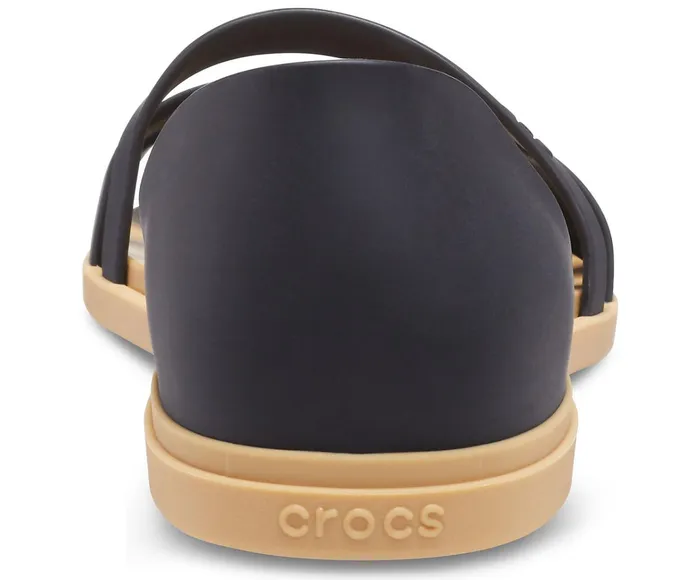 Women Crocs Tulum Open Flat Black Tan Crocs Sandals