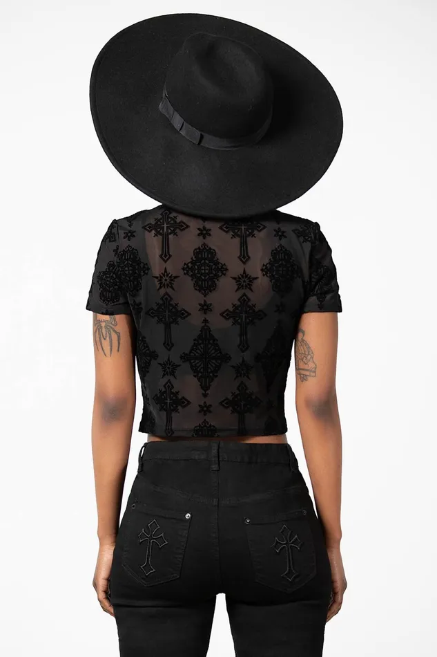 Women Crop Killstar Petra Mesh Crop Top