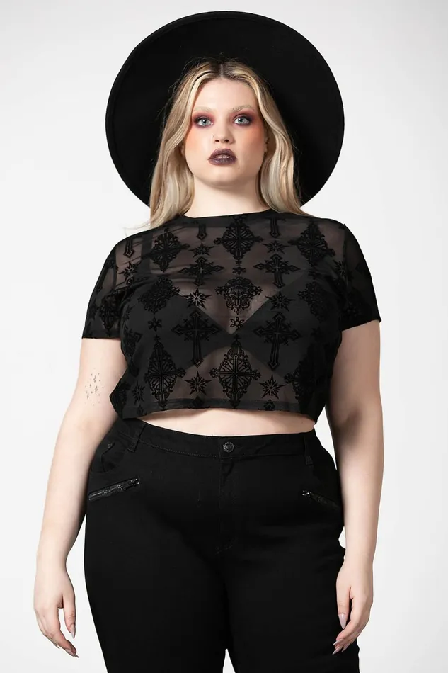 Women Crop Killstar Petra Mesh Crop Top