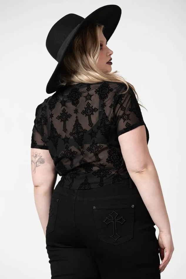 Women Crop Killstar Petra Mesh Crop Top