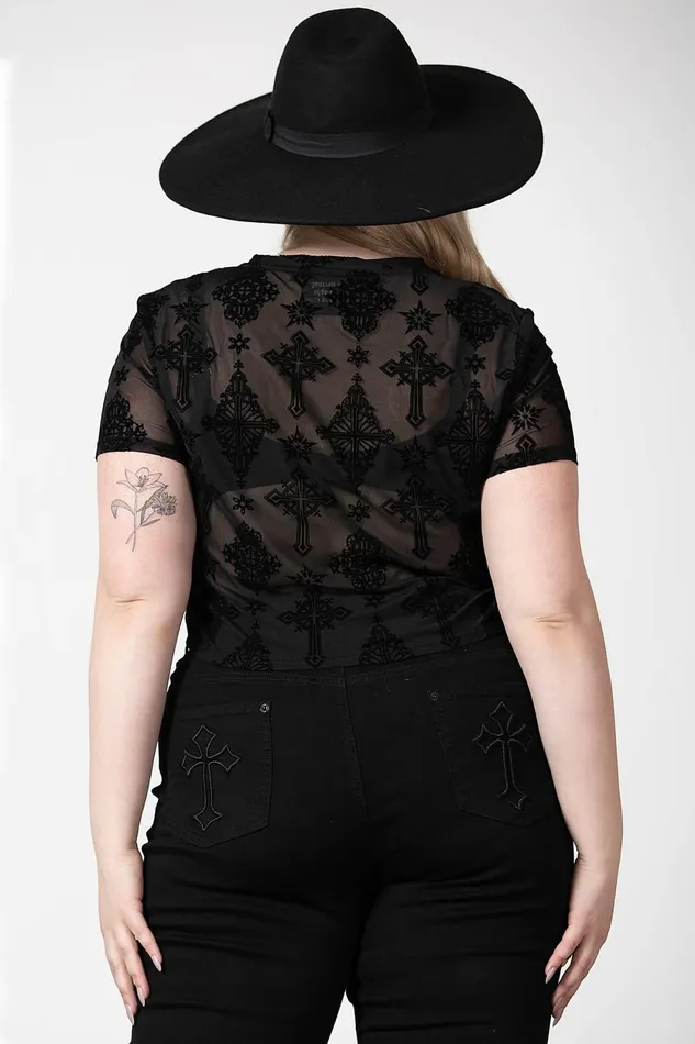 Women Crop Killstar Petra Mesh Crop Top