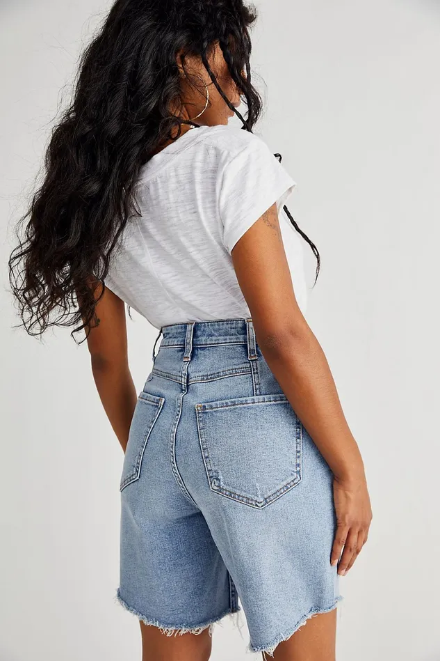 Women CRVY Jeans Free People CRVY 90039s Midi Shorts Breck Blue