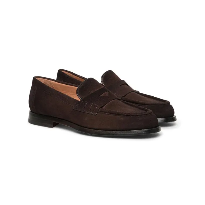 Women Dark Brown Suede Penny Loafer Santoni Loafers