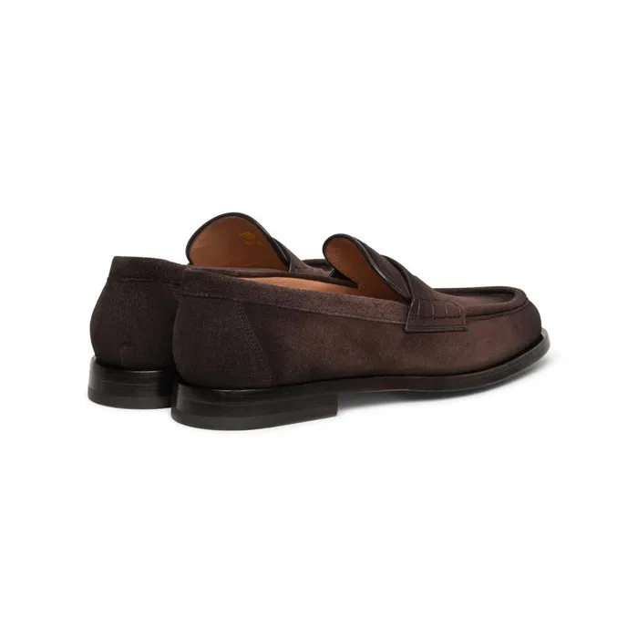Women Dark Brown Suede Penny Loafer Santoni Loafers