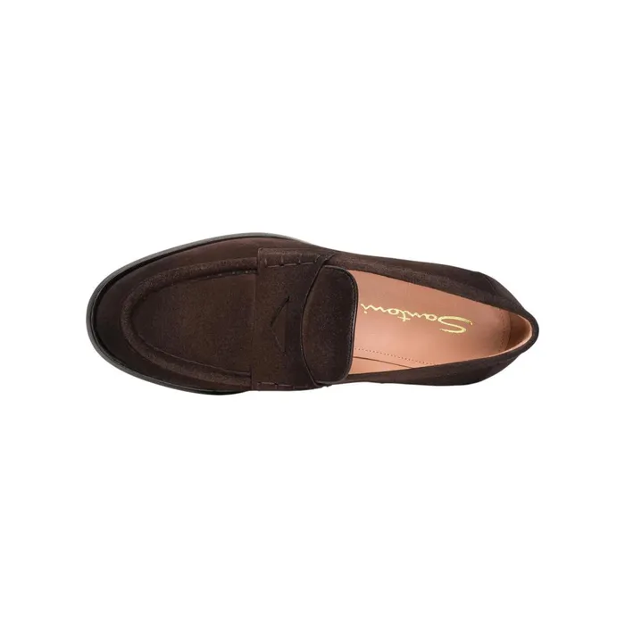 Women Dark Brown Suede Penny Loafer Santoni Loafers