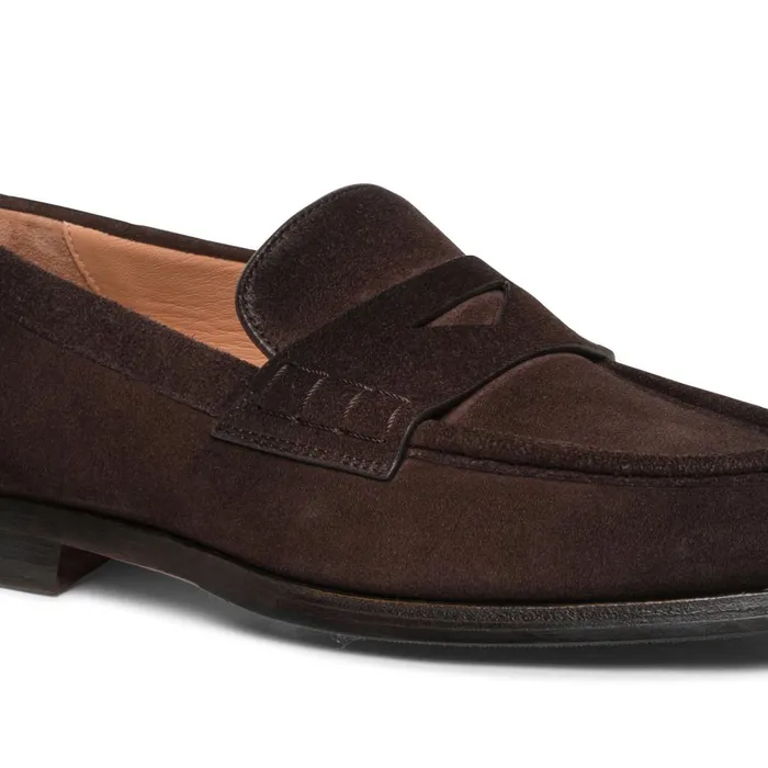 Women Dark Brown Suede Penny Loafer Santoni Loafers